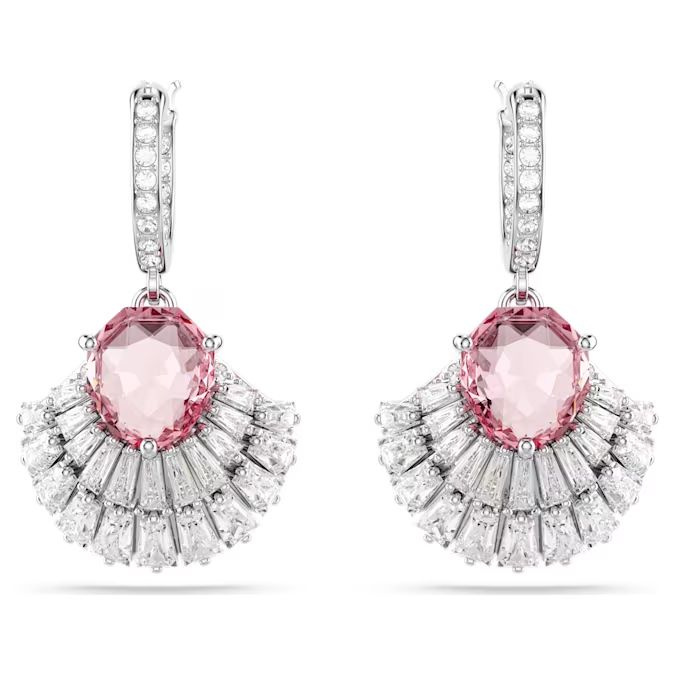 Idyllia drop earrings Shell, Pink, Rhodium plated