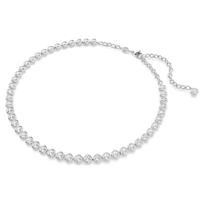 Imber Tennis necklace Round cut, White, Rhodium plated