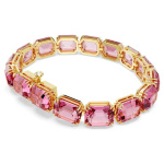 Millenia bracelet Octagon cut, Pink, Gold-tone plated