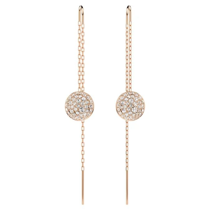 Meteora drop earrings White, Rose gold-tone plated