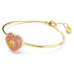 Hyperbola bangle Heart, Pink, Gold-tone plated