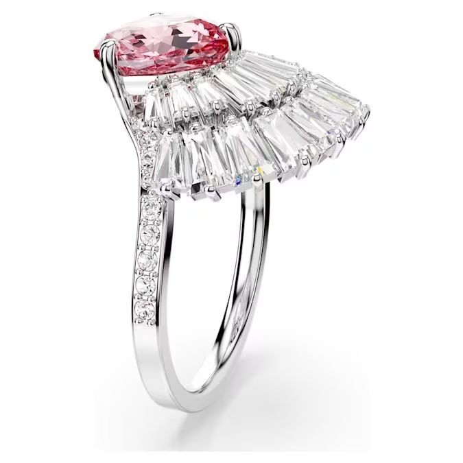 Idyllia cocktail ring Mixed cuts, Shell, Pink, Rhodium plated