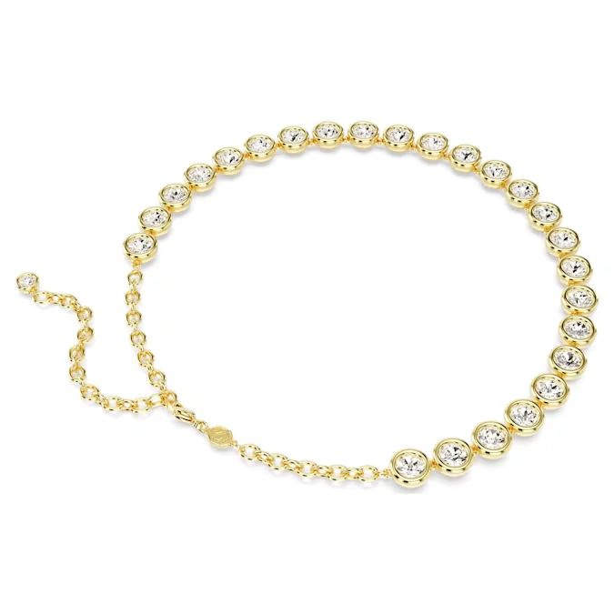 Imber necklace Round cut, White, Gold-tone plated