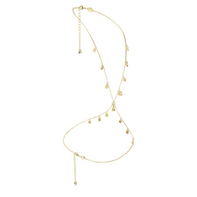 Dextera body chain Mixed cuts, White, Gold-tone plated