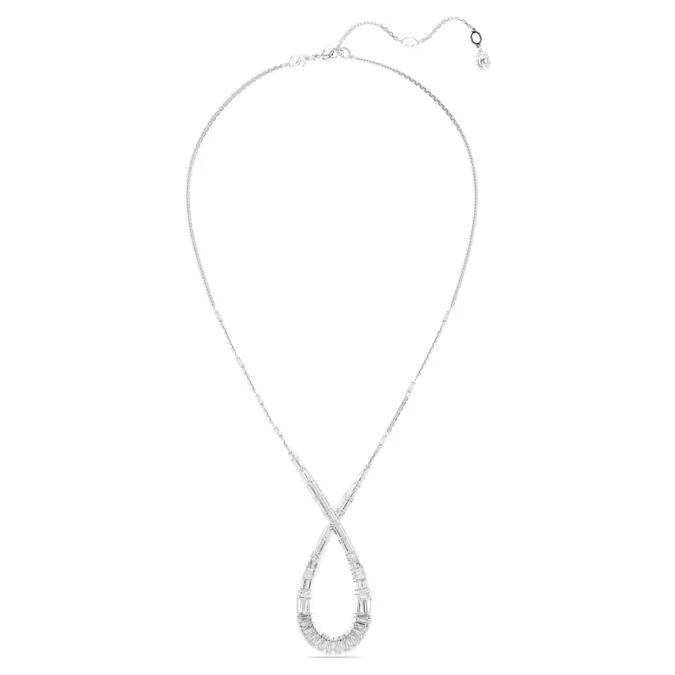 Hyperbola pendant Mixed cuts, Infinity, White, Rhodium plated