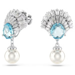 Idyllia drop earrings Shell, Blue, Rhodium plated