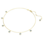 Imber necklace Round cut, Light blue, Gold-tone plated