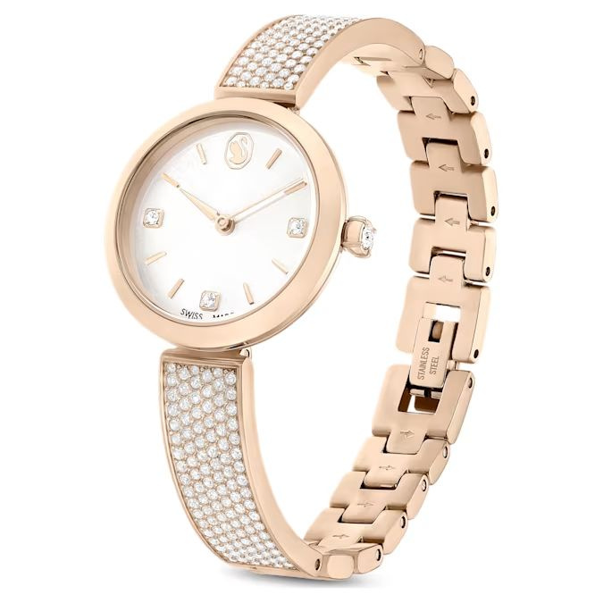 Illumina watch Swiss Made, Metal bracelet, Gold tone, Champagne gold-tone finish