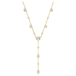 Imber Y necklace Round cut, Scattered design, White, Gold-tone plated