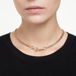 Dextera necklace Pavé, Mixed links, White, Rose gold-tone plated