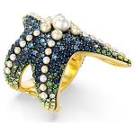 Idyllia cocktail ring Crystal pearls, Starfish, Multicolored, Gold-tone plated