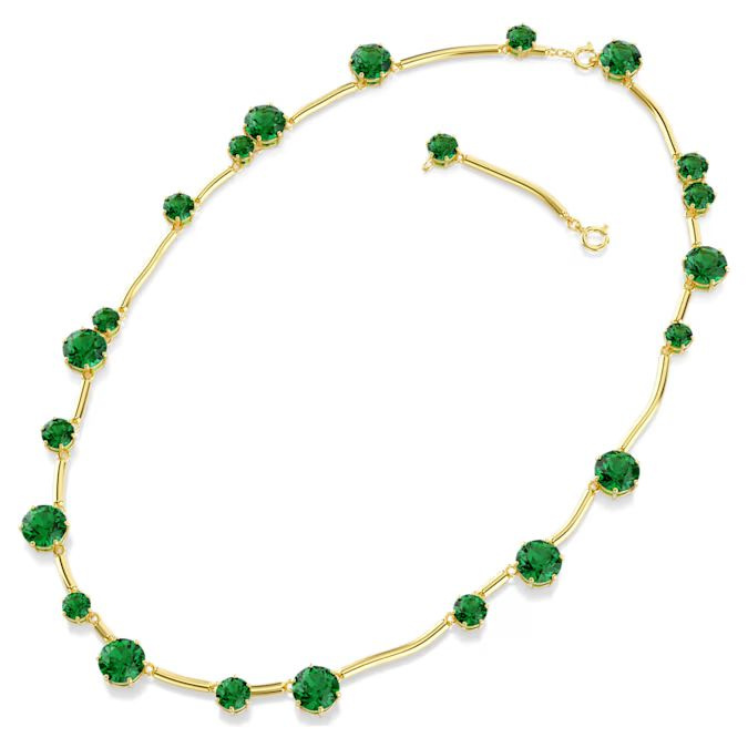 Constella strand Mixed round cuts, Green, Gold-tone plated