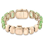 Watch Octagon cut bracelet, Green, Champagne gold-tone finish