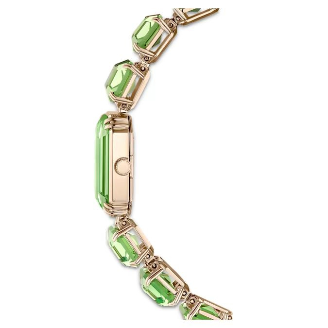 Watch Octagon cut bracelet, Green, Champagne gold-tone finish