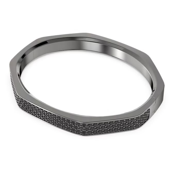 Dextera bangle Octagon shape, Black, Ruthenium plated