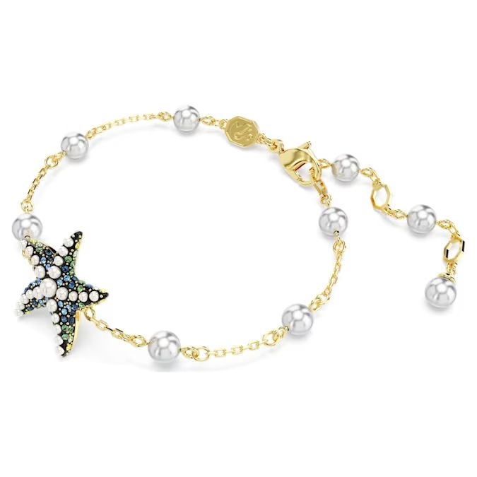 Idyllia bracelet Crystal pearls, Starfish, Multicolored, Gold-tone plated