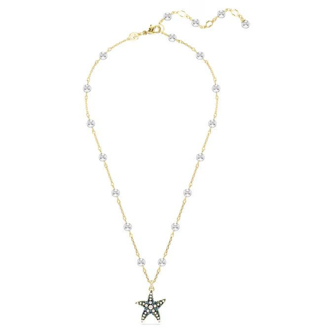 Idyllia pendant Crystal pearls, Starfish, Multicolored, Gold-tone plated