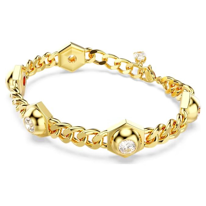 Numina bracelet Round cut, White, Gold-tone plated