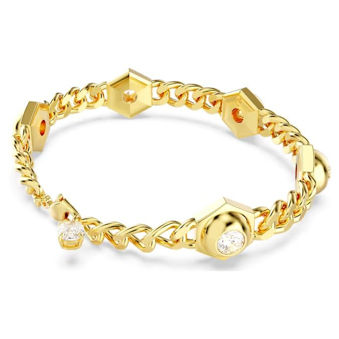 Numina bracelet Round cut, White, Gold-tone plated