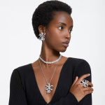 Matrix necklace Pear cut, White, Rhodium plated