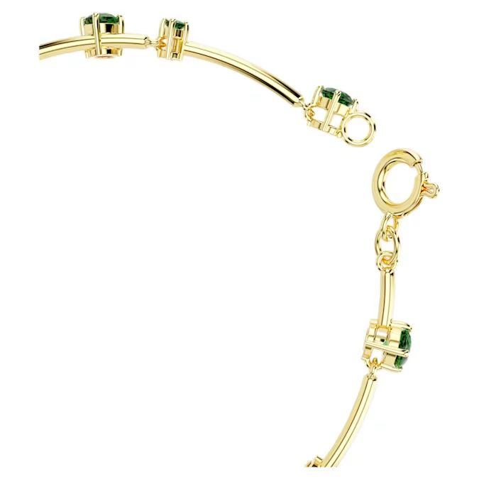 Constella bangle Mixed round cuts, Green, Gold-tone plated