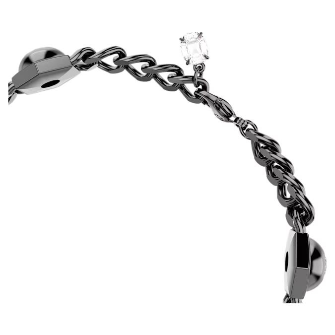 Numina bracelet Round cut, White, Ruthenium plated