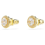 Una stud earrings Round cut, Gold tone, Gold-tone plated