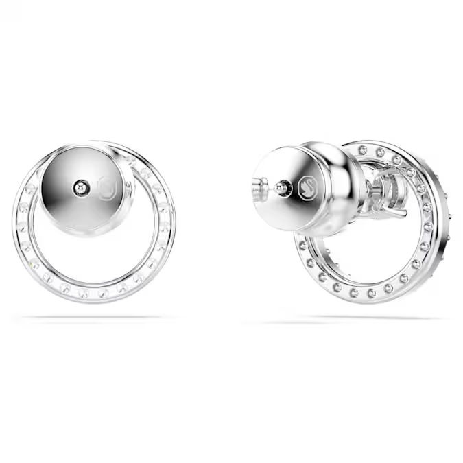 Constella stud earrings Round cut, White, Rhodium plated