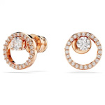 Constella stud earrings Round cut, White, Rose gold-tone plated