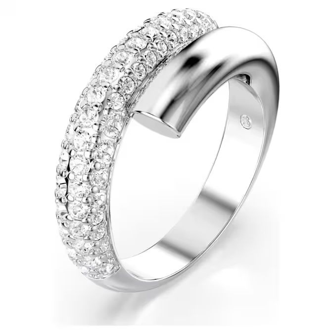 Dextera ring White, Rhodium plated