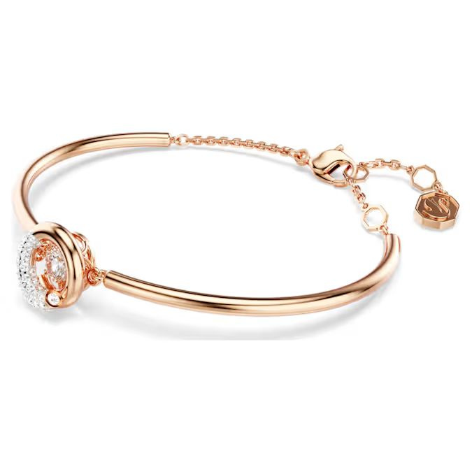 Dextera bangle Round cut, White, Rose gold-tone plated