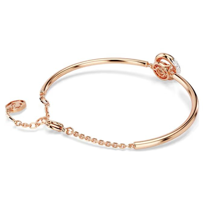 Dextera bangle Round cut, White, Rose gold-tone plated