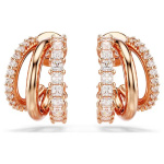 Hyperbola hoop earrings Mixed cuts, Mini, White, Rose gold-tone plated