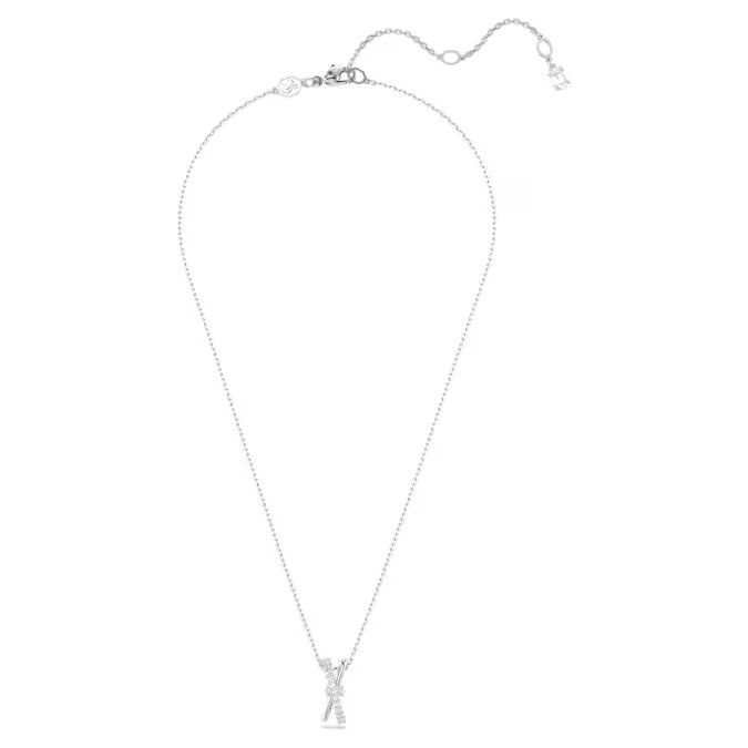 Hyperbola pendant Mixed cuts, Twist, White, Rhodium plated