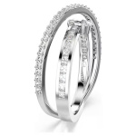 Hyperbola ring Mixed cuts, White, Rhodium plated