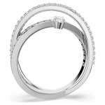 Hyperbola ring Mixed cuts, White, Rhodium plated