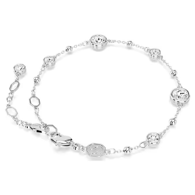 Imber bracelet Round cut, White, Rhodium plated