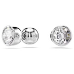 Imber stud earrings Round cut, White, Rhodium plated