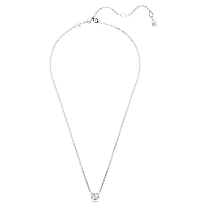 Imber pendant Round cut, White, Rhodium plated