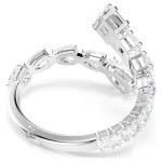 Matrix bangle Mixed cuts, White, Rhodium plated