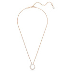 Matrix pendant Crystal pearl, Round cut, White, Rose gold-tone plated