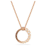 Matrix pendant Crystal pearl, Round cut, White, Rose gold-tone plated