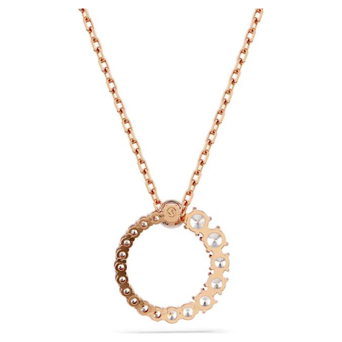 Matrix pendant Crystal pearl, Round cut, White, Rose gold-tone plated