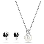 Matrix set Crystal pearl, Round cut, White, Rhodium plated