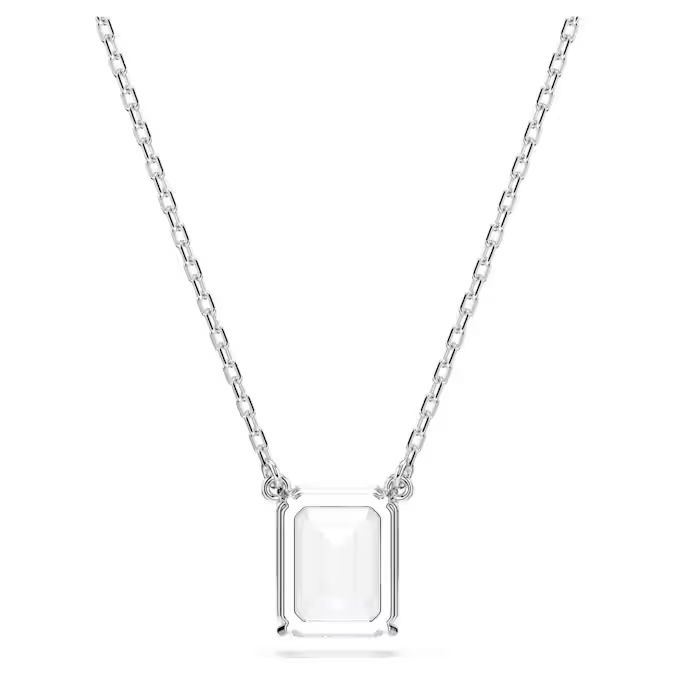 Stilla pendant Octagon cut, White, Rhodium plated