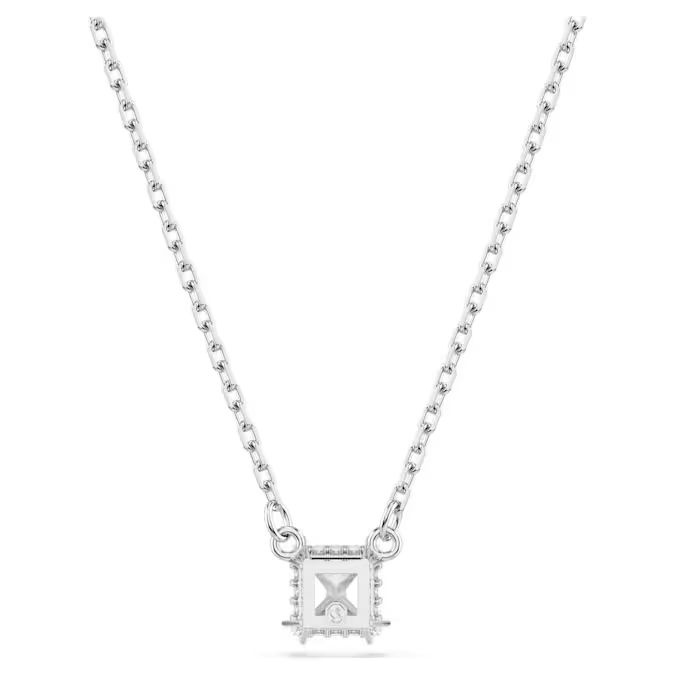 Stilla pendant Square cut, White, Rhodium plated