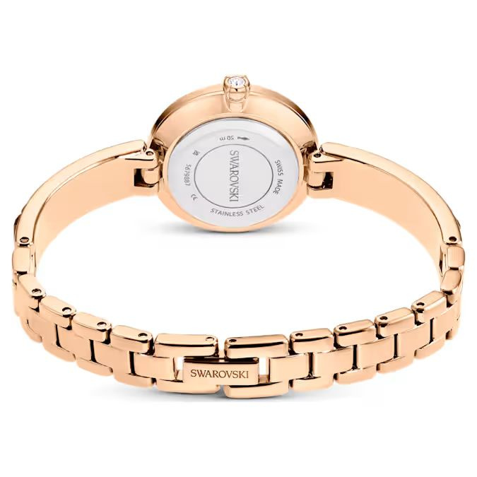 Matrix Bangle watch Swiss Made, Crystal bracelet, Gray, Rose gold-tone finish