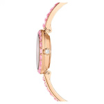 Matrix Bangle watch Swiss Made, Crystal bracelet, Pink, Rose gold-tone finish