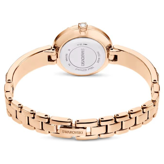 Matrix Bangle watch Swiss Made, Crystal bracelet, Rose gold tone, Rose gold-tone finish