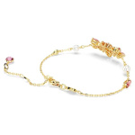 Gema bracelet Mixed cuts, Flower, Pink, Gold-tone plated